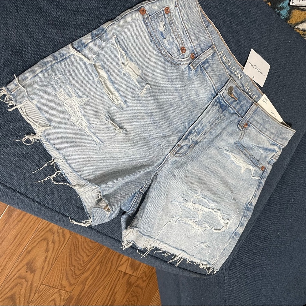 American Eagle Outfitters Blue Distressed Jean Shorts